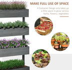 Outsunny Vertical 4 Tier Raised Garden Bed, Wooden Planter Box, Self-Draining with Bed Liner for Indoor Outdoor Flowers, Vegetables and Herbs, Gray