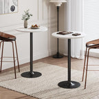 Flamaker Round Bistro Pub Table Modern Style Metal Base MDF Top Cocktail Bar Table Counter Bar Height for Pub, Dining Room, Party (2, White-Black)