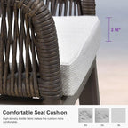 PURPLE LEAF Outdoor 24" Counter Height Bar Stools Chair Set of 2, All Weather Rattan and Aluminum Patio Bar Stool with Cushion for Indoor and Outdoor, Kitchen Island, Coffee