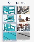 KINGYES HDPE Outdoor Rocking Chair Set of 4, All-Weather Poly Patio Rocking Chairs with 330lbs Support for Adults, Aruba Blue