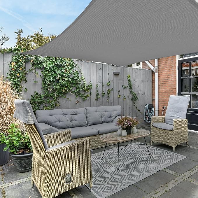 ASTEROUTDOOR Sun Shade Sail Rectangle 16' x 20' UV Block Canopy for Patio Backyard Lawn Garden Outdoor Activities, Gray