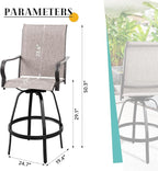 Vongrasig 6 Piece Patio Swivel Bar Chairs, All Weather Metal Textile High Swivel Bar Stools Chairs, Outdoor High Top Bistro Set for Backyard, Lawn Garden, Balcony, Taupe