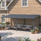 AECOJOY 10' x 20' Outdoor Hardtop Metal Gazebo for Patio, Large Lean to 20x10 Galvanized Steel Wall Mounted Pergolas and Grill Gazebos Clearance, Heavy Duty Patio Roof Metal Awnings for Decks