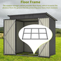 Storage Shed 6x4 ft Galvanized Steel Garden Shed in Gray