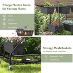 Giantex Rolling Raised Garden Bed w/ 7 Planter Boxes, Storage Baskets, Drainage Holes, 4 Lockable Casters, 3-Tier Freestanding Elevated Planter for Strawberry Vegetable Flower Herb