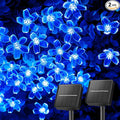 Brightown 2 Pack Total 52FT 120 LED Solar Flower String Lights for Outside Waterproof Fairy Lights for Garden Yard Fence Patio Christmas Tree Wedding Party Decor, Blue