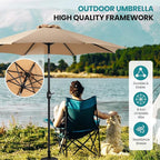 OLIXIS 9ft Patio Umbrella with Tilt and Crank Button & 8 Sturdy Ribs Waterproof, Patio Table Umbrella Perfect for Poolside, Terrace, Beach and Outdoor Restaurant, Khaki