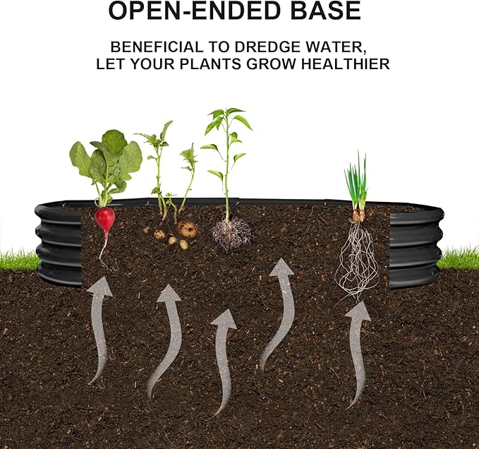 Raised Garden Bed Galvanized Planter Box Outdoor, Rot-Resistant Metal Garden Bed Planter for Vegetables Flower Herb (8ft, Black)