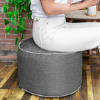Outdoor Indoor Foam Stuffed Ottoman All Weather Waterproof Round Ottoman Footrest Stool D20x H12 Inches Boho Foot Rest for Patio Living Room Porch Outdoor Seating Garden Camping Dark Gray
