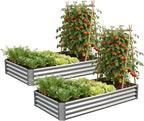 Galvanized Raised Garden Bed,Outdoor Planter Box Metal Patio Kit Planting Bed for Vegetables Flowers Herb (Galvanized, 6x3x1ft-2p)