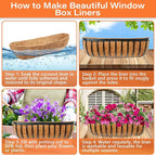 Legigo 2PCS 36 Inch Natural Trough Coco Coir Liners Planters Replacement, Pre-Formed Window Basket Coconut Coir Fiber Liner for Garden Window Flower Box Pots, Fence Trough Planter, Wall Planter Basket