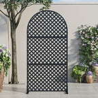 Casaphoria 72" H x 35" W Arched Metal Privacy Screen - Elegant Freestanding Outdoor Screen for Deck, Patio & Balcony - Versatile Decorative Privacy Panels for Home & Garden Use (Black-Laurence)