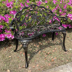 Mandolin Outdoor Park Garden Chair,All Chair Anti Rust Cast Aluminum Patio Yard Bench,Carved Rose Loveseat Bench for Backyard .Porch.Balcony.Lawn (Copper)