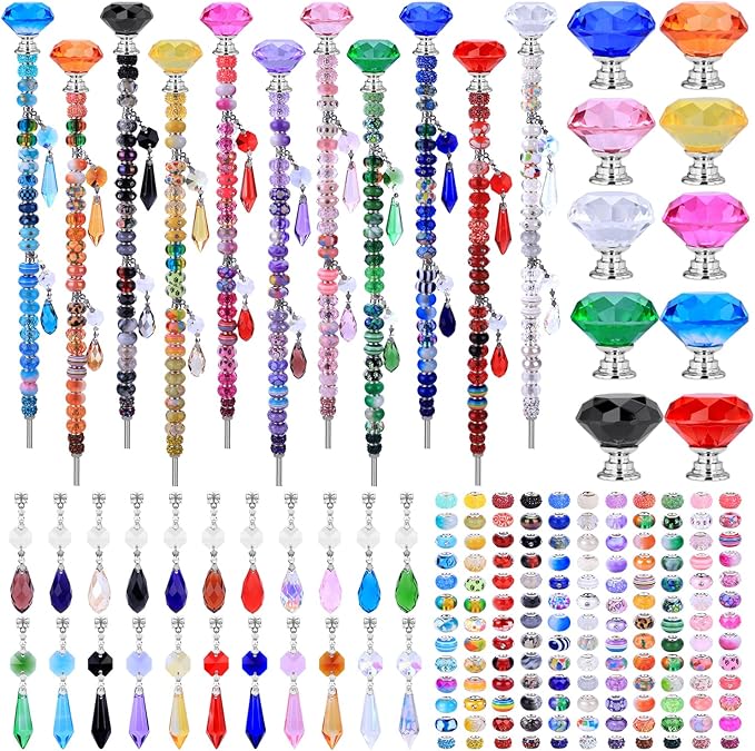 Decorative Garden Stakes Kit with 423 Crystal Pieces and 11 Colors
