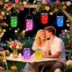 String Lights Solar Mason Jar Hanging Lights, 6 Mixed Colors