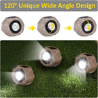 2 Pack Solar Rock Lights Outdoor, Angle Adjustable Solar Lights Outdoor Waterproof, LED Solar Garden Lights, Auto On/Off Landscape Lighting for Yard Pathway Patio Flower Bed - White Glow (Stone Brown)