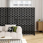 Casaphoria Metal Privacy Screen Outdoor, 72" H x 35" W Freestanding Decorative Privacy Screen for Patio Deck Balcony Garden with Stable Base, Black-Square