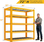 REIBII Garage Shelving Load 3200LBS, 5-Tier Storage Shelves, Adjustable Heavy Duty Metal Shelving Unit for Pantry, Basement, Warehouse, 72" H x 36" W x 16" D, 2PC