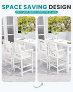 SERWALL 41" Outdoor Bar Table, HDPE Patio Bar Counter Height Table, All Weather Adirondack Outdoor Bar Height Table, Rectangle Patio Bar Table for Outside, Garden, Backyard, Balcony, Poolside, White