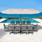 SERWALL Outdoor Dining Chairs Set of 4, All-Weather HDPE Patio Chair with 19.7" Widened Seat, for Backyard, Garden, Gray