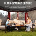 CROWN SHADES 13x13 Pop Up Gazebo with Mosquito Nettings, Patented Center Lock 6-Sided Portable Gazebo, 300D Silver-Coated Fabric UV Resistant, Pop Up Canopy Tent for Patio, Party, Red&Grey