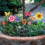 hogardeck Garden Decor for Outside, Set of 10 Metal Flowers Decorative Garden Stakes for Spring Decor, Yard Art Garden Decorations for Outdoor Lawn Porch Pathway (Multi-Color) (Color b)