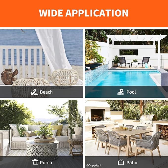 Waterproof Outdoor Curtain W52 x L63 - Grommet Top Sunlight Blocking Window Treatment Drapes Blackout Curtains for Home Bedroom Living Room Outdoor Patio Porch Pergola (Orange, 2 Panels)