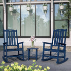 Oversized Rocking Chair Set of 4, Outdoor Rocking Chair for Adults, All Weather Resistant Porch Rocker for Lawn Garden, Navy Blue