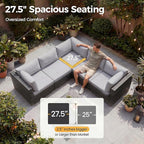NICESOUL 13 Piece Outdoor Furniture with Fire Pit, Gray Wicker Patio Sectional with Fire Pit & Chaise Lounge, Modular 29.3" Highback Large Size Sectional Sofa for Outside Pool Backyard