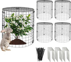 Plant Protector Cages with Removable Covers, Black, 5 Sets