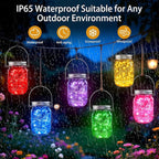 String Lights Solar Mason Jar Hanging Lights, 6 Mixed Colors