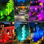 Halloween Solar Color Changing Lights Outdoor 7 Lighting Modes Waterproof IP65 Multicolor Landscape Spotlights Christmas RGB Uplights for Garden Yard House Tree Driveway Lawn Patio Pathway 6 Pack