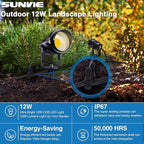 SUNVIE 24 Pack Low Voltage Landscape Lights LED 12W Landscape Lighting with connectors AC/DC 12V-24V Outdoor Spotlight IP65 Waterproof Tree Flag Lights Warm White Spotlights for Yard Garden Pathway