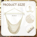 Barydat 2 Pcs Hanging Hammock Chair Boho Swing Chair Indoor Outdoor Cotton Rope Weaving Chair with 40 Inch Detachable Metal Bars for Backyard Living Room Bedroom Garden(Beige)