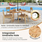 Tangkula 53" Round Outdoor Dining Table for 4-6 People, Acacia Wood Patio Table with Large Tabletop & 2" Umbrella Hole, Farmhouse Dining Furniture for Yard, Deck, Garden, Poolside