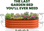Plant & Plot Galvanized Raised Garden Beds Outdoor // 4×2×1 ft (2-Pack) Planter Raised Beds for Gardening, Vegetables, Flowers (Orange) // Large Metal Garden Box