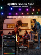 Lepro ZB1 AI Smart Outdoor String Lights APP Control, 100(88+12) ft RGB+IC+Warm White Outdoor Light 30 LED Bulbs, NOT Extendable, Alexa Google Enabled, Music Sync, NO Remote, 2.4 GHz WiFi+Bluetooth