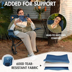 Portal Outdoor Rocking Chair Camping Folding Portable Rocker with Cup Holder Side Pocket Carry Bag, Support 350LBS (Mesh Blue)