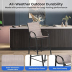 HOMREST Outdoor Bar Height Stools Set of 6,High Back Patio Chairs with Armrests,Textilene Chairs with Breathable Fabric & Metal Frame for All Weather,Taupe