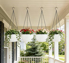 Set of 4-8 Inch Self Watering Hanging Planters for Indoor Outdoor，Hanging Plant Pots with Drainage & Removable Tray, Hanging Pots Holder for Ivy, Pothos, Ferns, Balcony & Patio, White