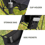 Oversized Rocking Camping Chair with Headrest & Cup Holder - 400lbs Capacity, 600D Oxford Fabric, Easy Fold Portable Outdoor Rocker Chair for Camping, Backyard, Beach, Deep Gray