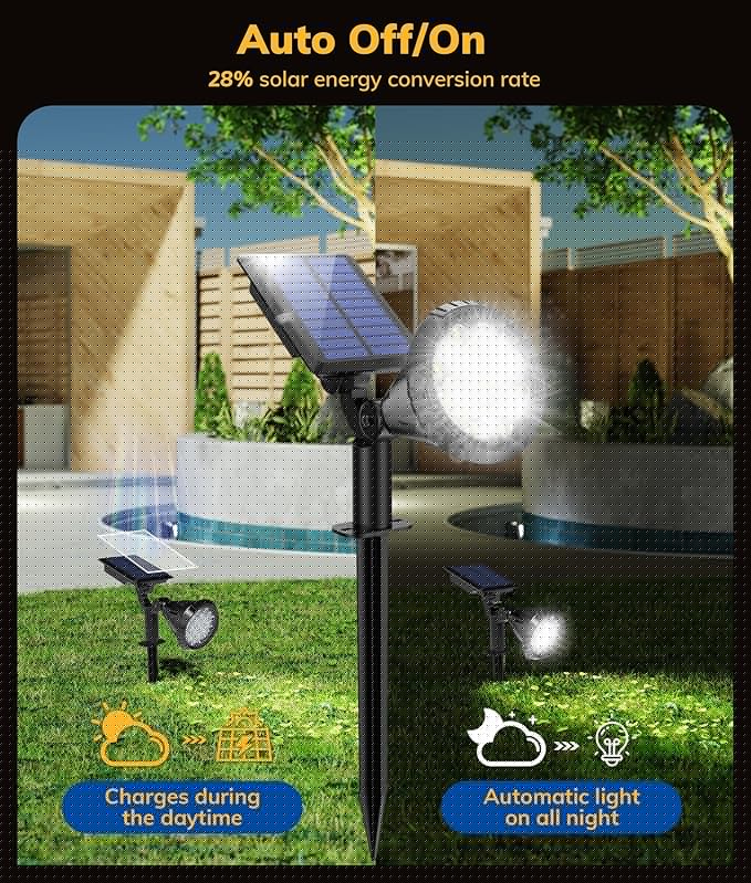 Solar Spot Lights for Outside, 21 LED Outdoor Solar Lights for Yard, 6 Pack Solar Spotlights Waterproof Auto On/Off for Landscape, Wall, Garden, Pool, Tree, Pathway and Driveway(White)