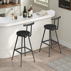 Bar Stools, Set of 2 Bar Chairs with Backrest and Footrest, 26" Tall Counter Stools, Metal Frame, Adjustable Feet, Easy Assembly, for Kitchen, Living Room, Pub, Black BAHB6001