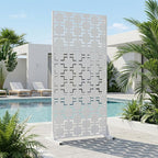 Casaphoria Metal Privacy Screen Outdoor, 60" H x 30" W Freestanding Decorative Privacy Screen for Patio Deck Balcony Garden with Stable Base, White-Square