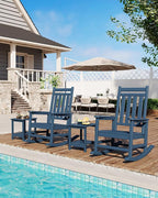 GarveeLife Poly Lumber Rocking Chair Outdoor - HDPE High Back Porch Rocker Chairs for Adults - All Weather Resistant Furniture for Patio - Navy Blue