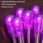 DenicMic Solar Lights Outdoor 10 Pack Waterproof Purple LED Stainless Steel Stake Outside Lights for Yard Pathway Garden Driveway Walkway Landscape Path Lighting Halloween Decorations Outdoor