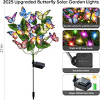 Solar Lights Outdoor Garden Decor: 4 Pack 68 Silk Butterflies with 88 Color-Changing LEDs - Auto On/Off 12H Magical Lighting IP65 Waterproof for Yard Patio Pathway - Unique Gifts for Mom Grandma