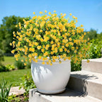 20 Bundles Artificial Flowers for Outdoors Fake Plastic Flowers UV Resistant Realistic Faux Plants Shrubs for Spring Summer Garden Porch Yard Patio Planter Window Box Home Decor, Yellow