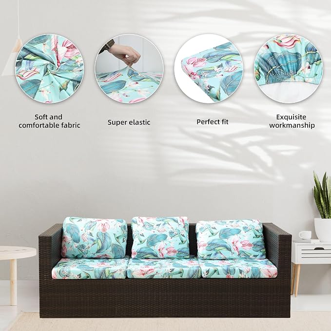 Cushion Covers for Outdoor Sofas, 8 Pack, Hummingbird Stretch Fit