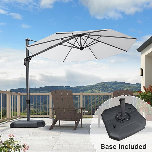 10 Feet Patio Umbrella with Base Outdoor Cantilever – White, 10Feet